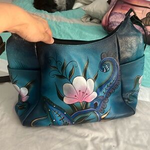 Anuschka Anna Large hobo crossbody bag hand painted leather
